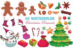 Christmas Elements watercolor clip art, Printable PNG files Product Image 1