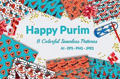Happy Purim - 8 Colorful Patterns Product Image 1