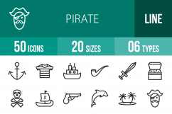 50 Pirate Line Icons Product Image 1