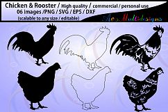 chicken and rooster silhouette / commercial &amp; personal use/ silhouette / cricut,cameo,Diy cut / SVG / Eps / Dxf / Png / animal silhouette Product Image 1