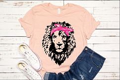 Lion Head whit Pink Bandana SVG 1013s Product Image 1