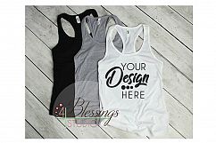 Womens Tank Top Mockup Next Level 1533 White Black Gray Product Image 1