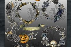 Halloween watercolor pack, Jack o Lantern pumpkin, wreath Product Image 7