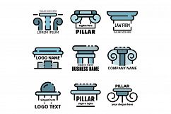 Pillar icons set line color vector Product Image 1