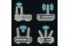 Router icons set vector neon Product Image 1