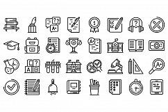 School test icons set, outline style Product Image 1