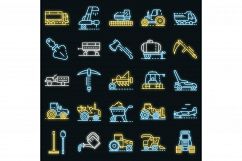 Farming equipment icon set vector neon Product Image 1