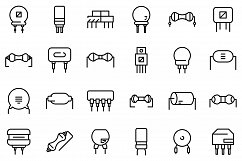 Resistor icons set, outline style Product Image 1