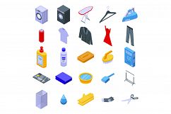 Dry cleaning icons set, isometric style Product Image 1