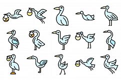 Stork icons set vector flat Product Image 1