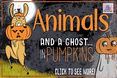 Halloween Animals in Pumpkins Clipart, Sublimation, Llama Product Image 1