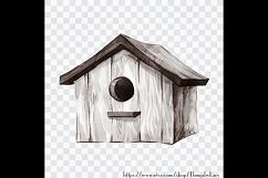 100 Watercolor Wooden Bird House Clip Arts, Rustic Scrapbook Product Image 3