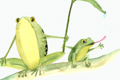 Watercolor Mother &amp; Baby - Frogs - Clip Art &amp; Print Product Image 3
