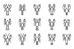 Marine lobster icons set, outline style Product Image 1