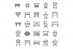 Bbq brazier icons set, outline style Product Image 1