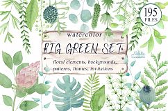 Big green set in watercolor Product Image 1