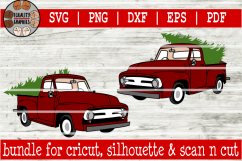 Vintage Old School Red Christmas Tree Truck SVG | DXF | EPS| Product Image 1