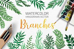 Watercolor Leafy Hand Drawn Branhes Product Image 1