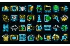 Hosting icons set vector neon Product Image 1