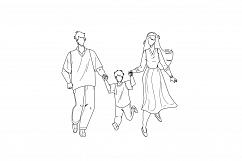 Healthy Family Walking Together Outdoor Vector Illustration Product Image 1