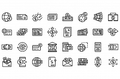 Transfer money icons set, outline style Product Image 1