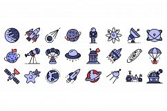 Space research technology icons set vector flat Product Image 1