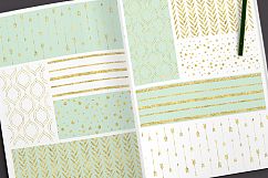 Digital Paper Pack in Gold and Mint - Seamless patterns Product Image 3