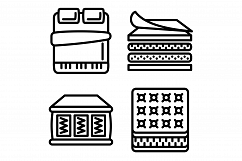 Mattress icons set, outline style Product Image 1