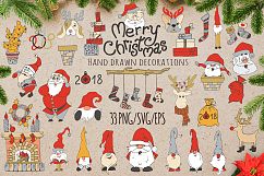 Merry Christmas decoration Set with cute Santa SVG Cut files Product Image 1