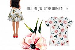 Pink watercolor flowers 12 Patterns Product Image 2