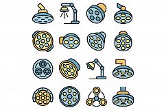 Surgical light icons set vector flat Product Image 1