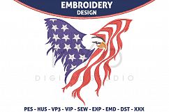 American Eagle USA Flag Embroidery design HUS VP3 EXP VIP PES DST EMD SEW format files 4th fourth of July Independence day Product Image 1