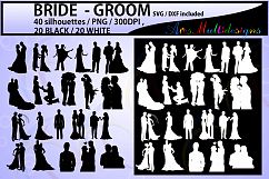 40 couples / couples silhouette Svg / silhouette /couples / bride and groom / silhouette / SVG / PNG / Eps / Dxf /wedding / High Quality Product Image 1