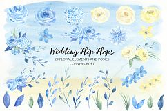 Watercolor wedding sandals clipart, white flip flops, black flip flops illustration  Product Image 4