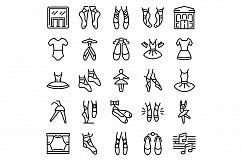 Ballet school icons set, outline style Product Image 1