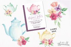 Teapots Floral Clipart Elements Flowers Wonderland  Product Image 3