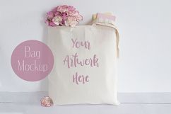 Tote Bag Mockup - carnations and roses Product Image 1