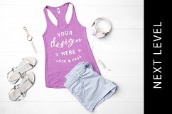 Next Level 1533 Tank Top Mockup Lilac Feminine Vest Flat Lay Product Image 1