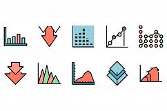 Regression icons set vector flat Product Image 1