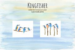 Bird Kingfisher Clipart, Watercolor Illustration  Product Image 7