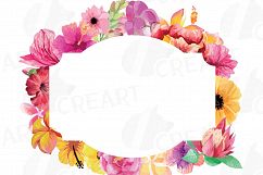 Floral frames watercolor clip art collection, Borders, sweet digital labels, floral borders clip art, digital stamp, wedding frames Product Image 2