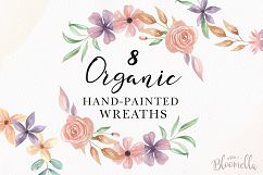 Watercolor Floral Organic Wreaths 8 Garlands Pretty Flowers Product Image 1