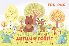 Autumn forest. Cute animals and plants. Product Image 1