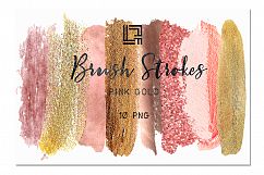 Pink gold glitter. Brush Strokes Clip Art . Pink gold collection. Watercolor clipart. Digital Design Resource. Branding. Product Image 1