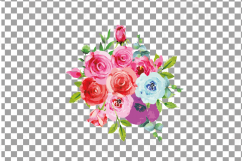 Boho pink and blue watercolor wedding bouquets, floral png Product Image 16