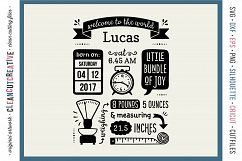 BIRTH STATS TEMPLATE - Baby Birth Announcement - SVG DXF EPS PNG - Cricut &amp; Silhouette - clean cutting files Product Image 1