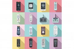 Remote control icons set, flat style Product Image 1