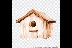 100 Watercolor Wooden Bird House Clip Arts, Rustic Scrapbook Product Image 2