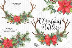 Christmas Antlers Watercolor Clipart Product Image 1