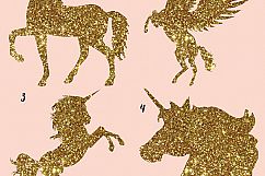 Gold glitter and Galaxy Unicorns Clipart Product Image 2